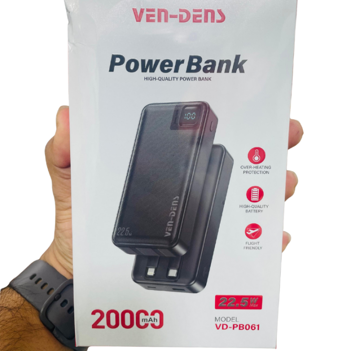 VEN-DENS 20000mAh Power Bank, Fast Charging 22.5W, VD-PB061